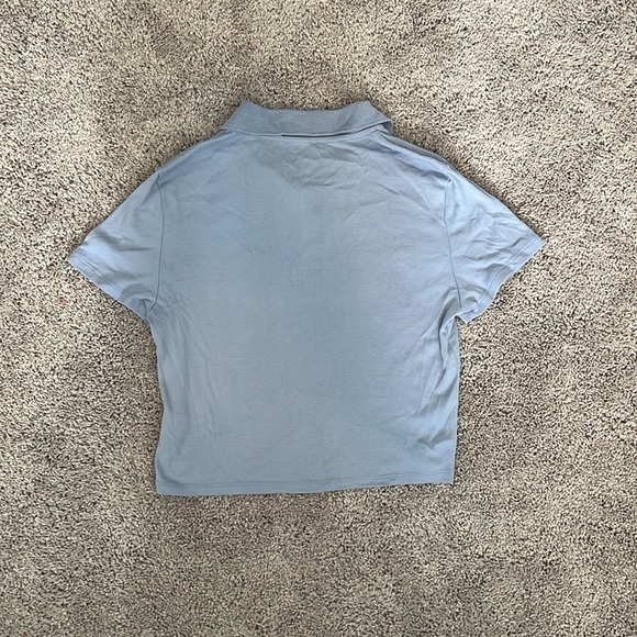 Blue Cropped Polo Shirt - Picture 2 of 2